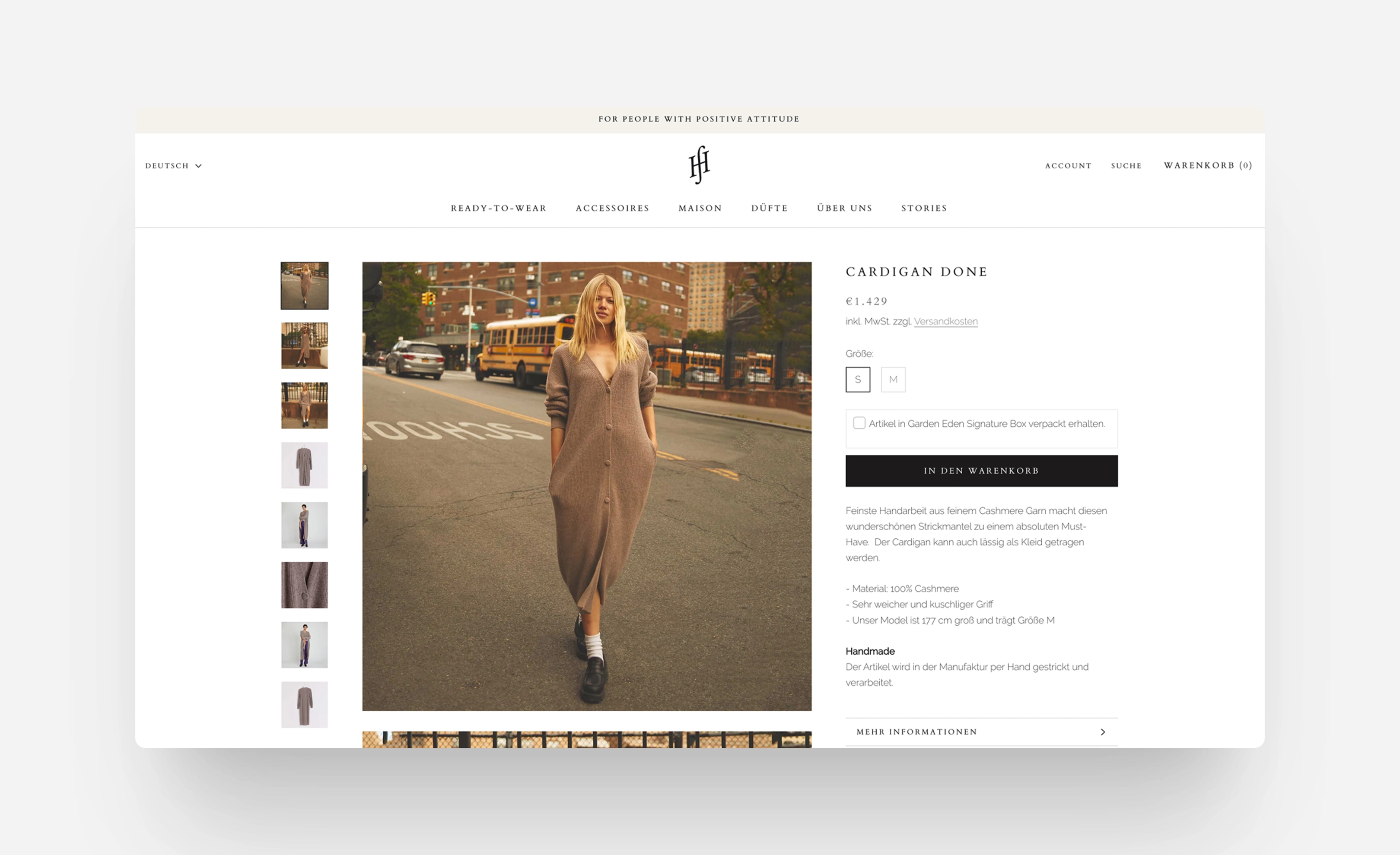 Desktop-Ansicht der Produktseite im Shopify-Onlineshop Friendly Hunting München